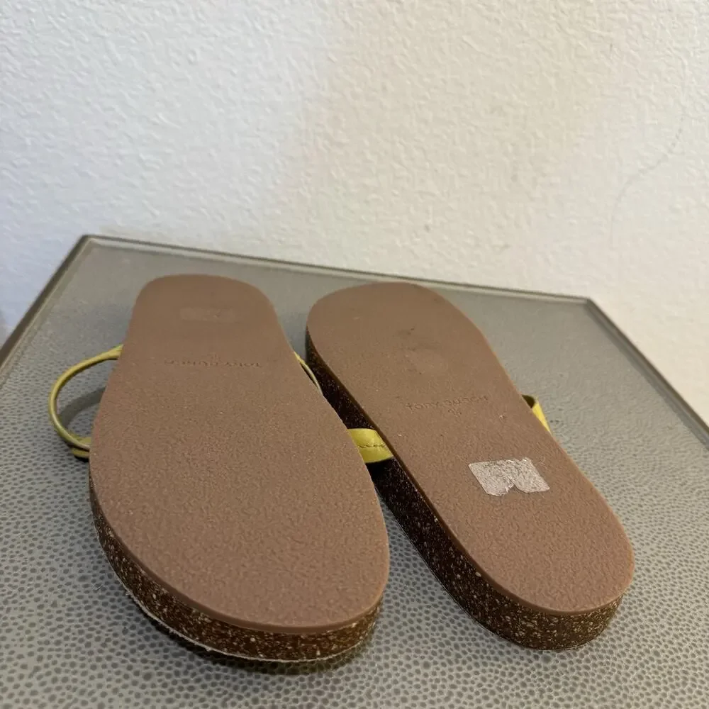 Tory Burch Miller Cloud Leather Sandal Lemon Lime Green US 9.5